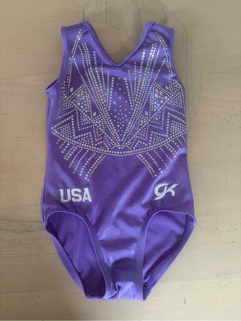 GK Purple Gymnastics Leotard with Rhinestones